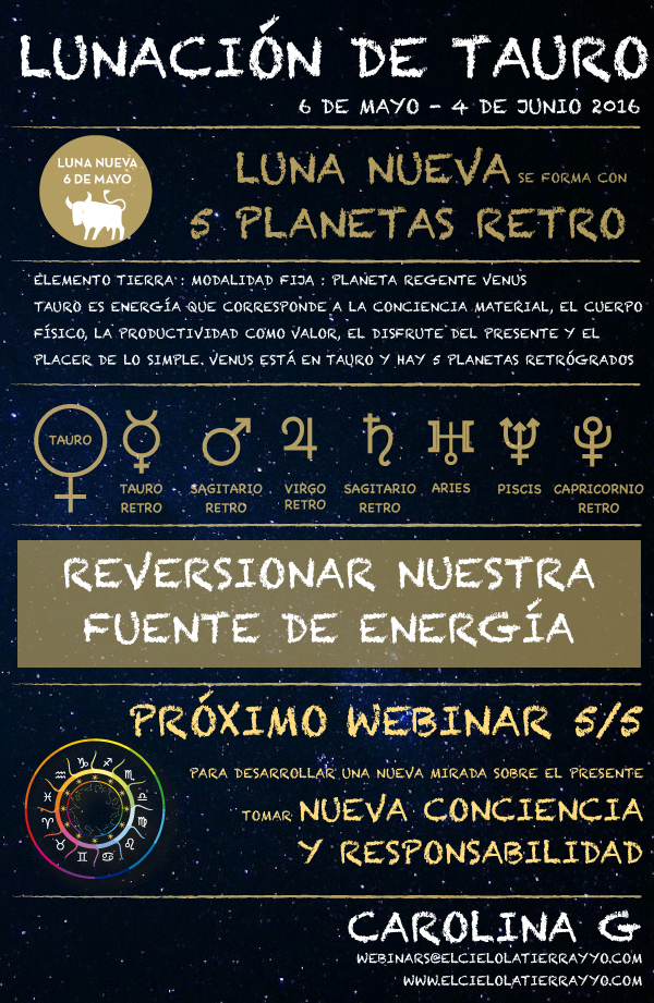 Webinar de Luna Nueva en Tauro - Infografía