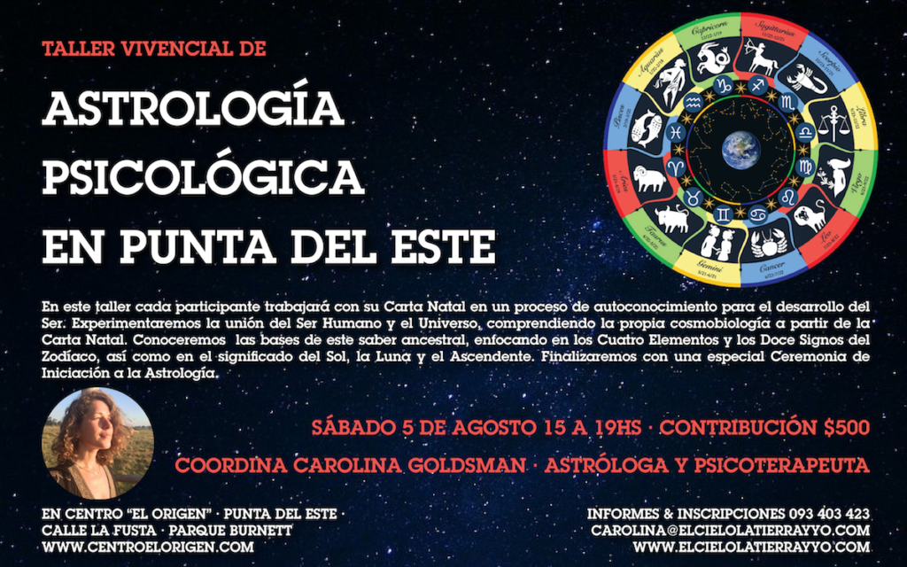 Taller Vivencial de Astrología Psicológica en Punta del Este - Uruguay - 5 de Agosto 2017