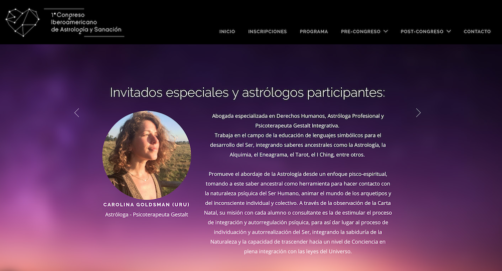 Carolina Goldsman - Congreso Iberoamericano de Astrología y Sanachión - Santiago de Chile 2018 - Escuela Online de Astrologia para el Desarrollo del Ser