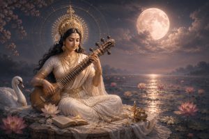 Saraswati y la Luna Llena en Piscis