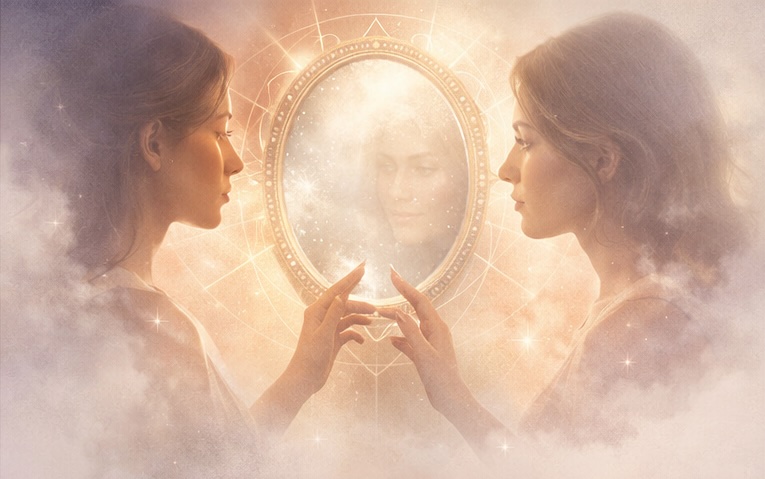 Relación simbólica donde el otro actúa como espejo del autoconocimiento en astrología terapéutica.