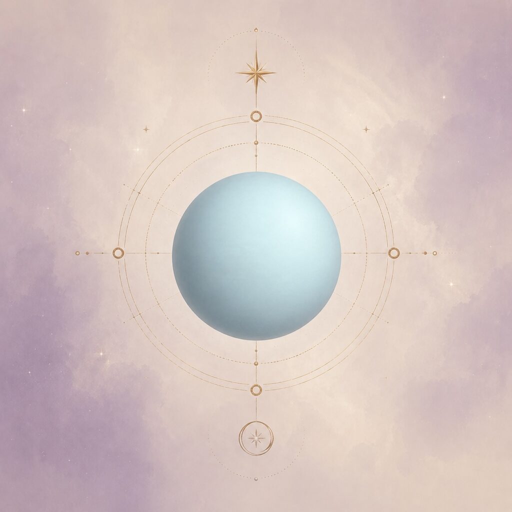 Ilustración de Urano en Géminis representando la conexión entre inteligencia artificial, mente y conciencia humana en astrología