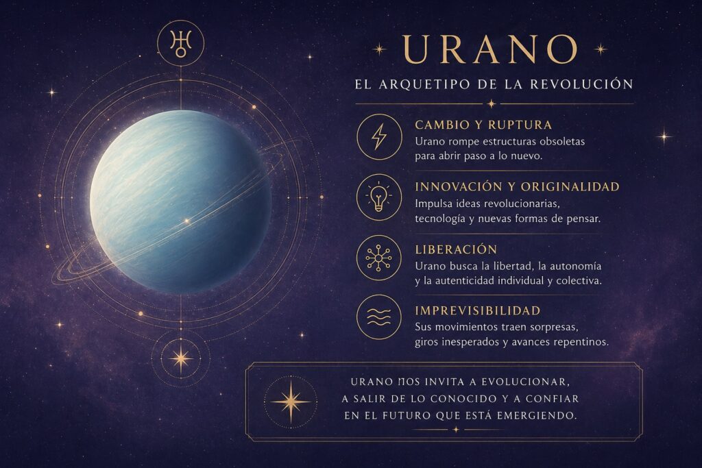 Planeta Urano representando el arquetipo de revolución, innovación y ruptura en astrología psicológica