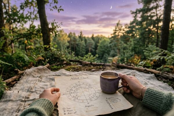 Café Astrológico en Acuaria, encuentro presencial para explorar la carta natal en círculo, naturaleza y conciencia en Punta del Este