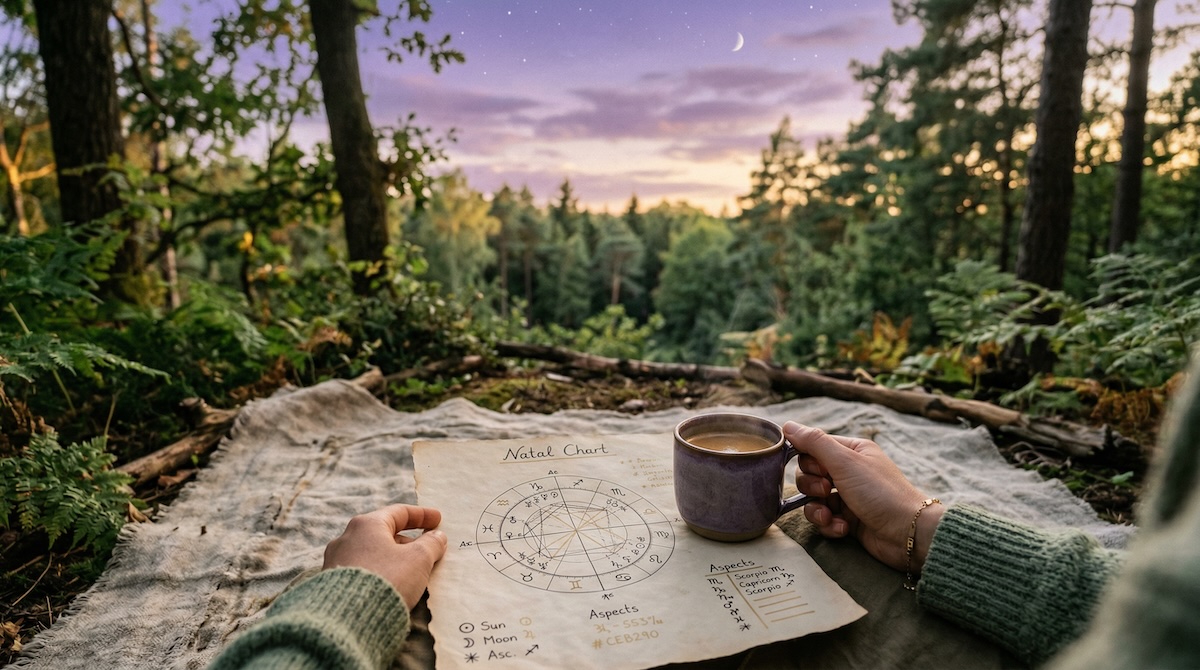 Café Astrológico en Acuaria, encuentro presencial para explorar la carta natal en círculo, naturaleza y conciencia en Punta del Este