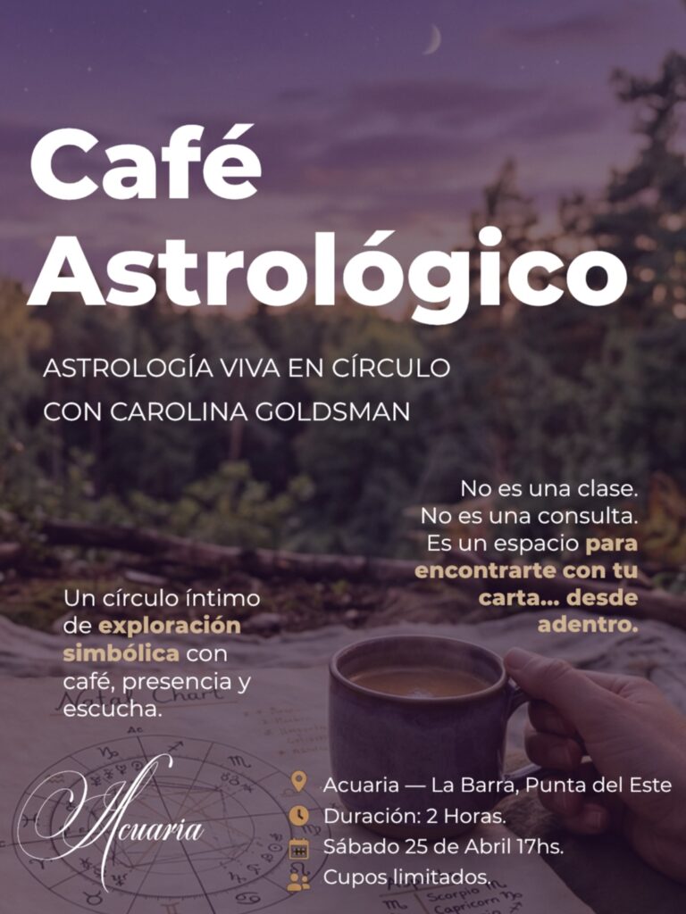 Café Astrológico en Acuaria, encuentro presencial para explorar la carta natal en círculo, naturaleza y conciencia en Punta del Este